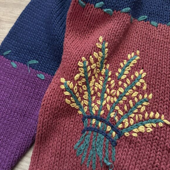 Vintage 90s Christina Handknit Cardigan Sweater Size S Thanksgiving Fall Cottage - Picture 5 of 12